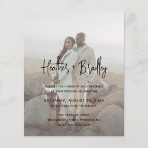 Faire-part de mariage minimaliste moderne et budge