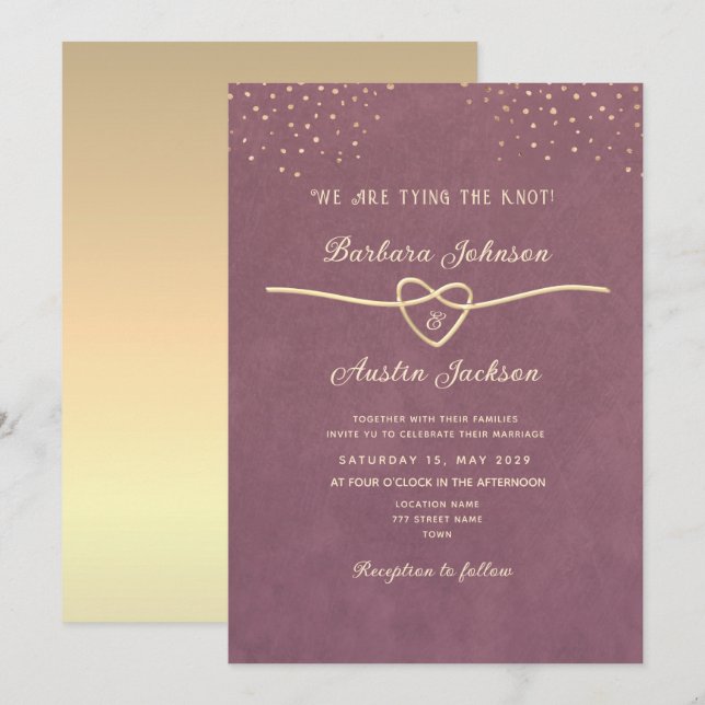 Faire-part de mariage minimaliste moderne violet m (Devant / Derrière)