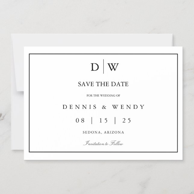 Faire-Part de Mariage Minimaliste Monogramme (Recto)