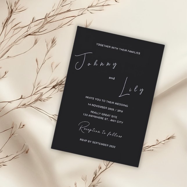 Faire-part de mariage minimaliste noir (Créateur téléchargé)