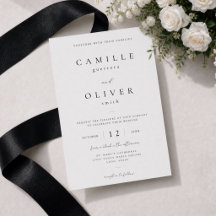 Faire-part de mariage minimaliste noir et blanc