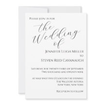 Faire-part de mariage minimaliste noir et blanc