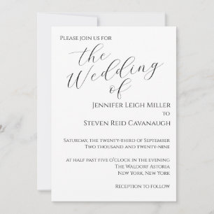 Faire-part de mariage minimaliste noir et blanc