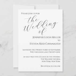 Faire-part de mariage minimaliste noir et blanc