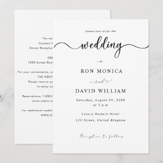 Faire-part de mariage minimaliste noir et blanc