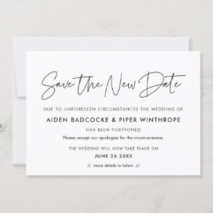 Faire-part de mariage minimaliste nouvelle date