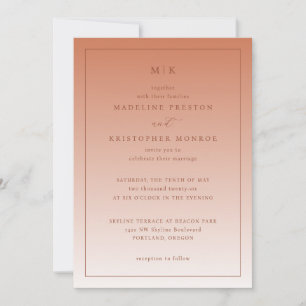 Faire-part de mariage minimaliste pêche élégante