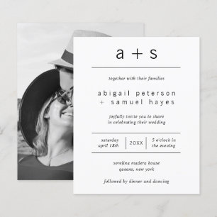 Faire-Part de Mariage Minimaliste Photo à Petit Bu