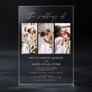 Faire-part de mariage minimaliste photo rose blush