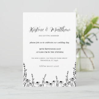 Faire-part de mariage minimaliste pour un jardin f