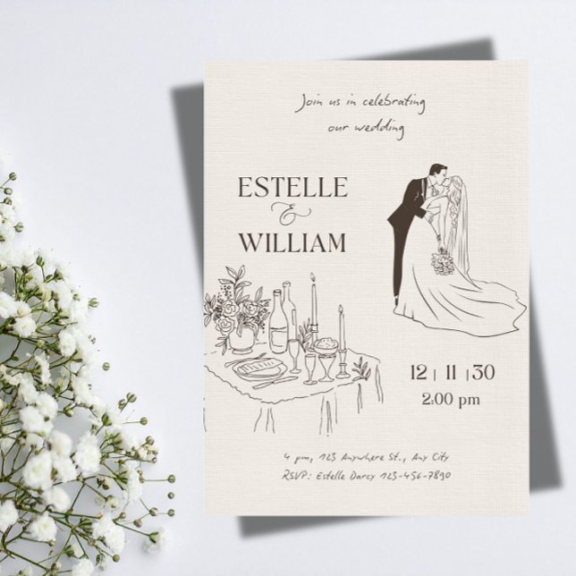 Faire-part de mariage minimaliste romantique  (Créateur téléchargé)