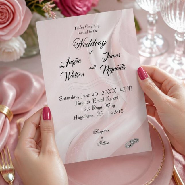 Faire-part de mariage minimaliste rose  (Créateur téléchargé)