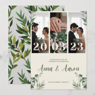 Faire-part de mariage Minimaliste Rose Et Vert