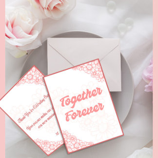 Faire-part de mariage minimaliste rose Together Fo