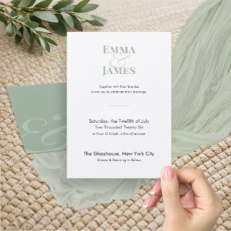 Faire-part de mariage minimaliste Sage | Code QR