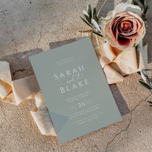Faire-part de mariage minimaliste Sage Green Heart