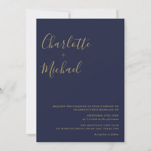 Faire-part de mariage Minimaliste Signature Navy B