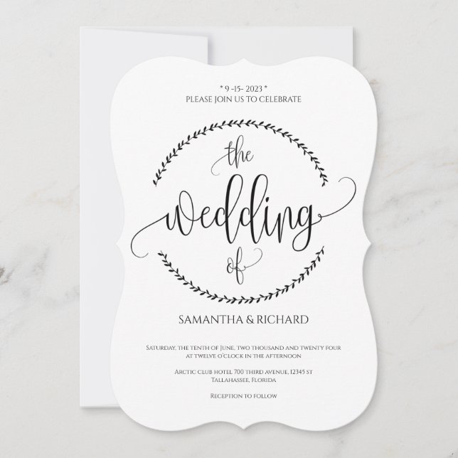 Faire-part de mariage minimaliste simple (Devant)