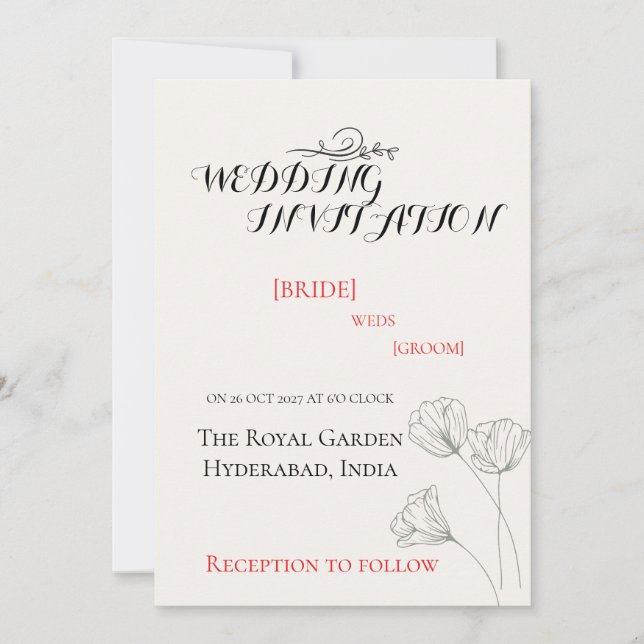 Faire-part de mariage minimaliste simple (Devant)