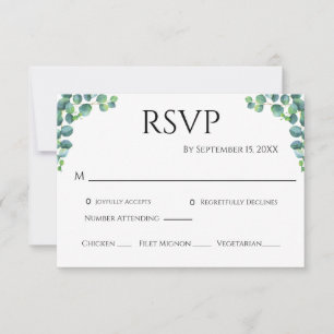 Faire-part de mariage minimaliste simple avec verd