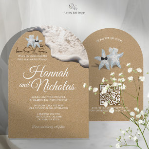 Faire-part de mariage minimaliste Starfish Beach A