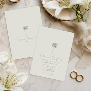 Faire-part de mariage minimaliste Taupe Palmier Pl
