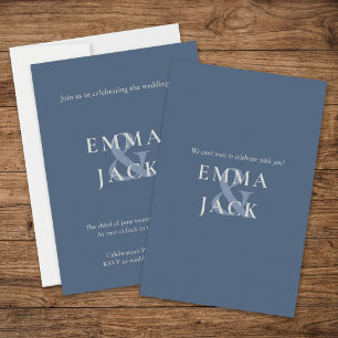 Faire-part de mariage minimum bleu muet