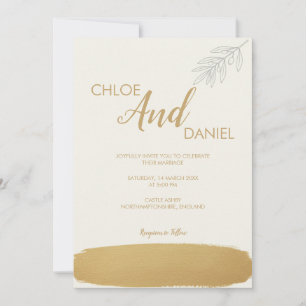 Faire-part de mariage minimum de brosse d'or