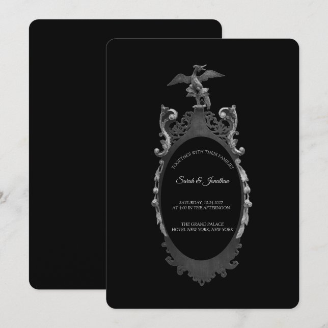 Faire-part de mariage Miroir Whimsigoth Gothique V (Devant / Derrière)