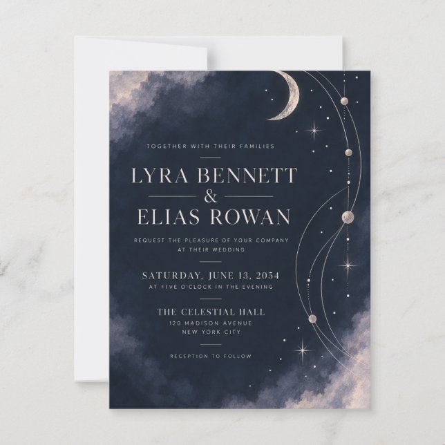 Faire-part de mariage | Mode Argent Clair de Lune  (Devant)