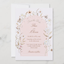 Faire-part de mariage modèle Arche Florale Rose