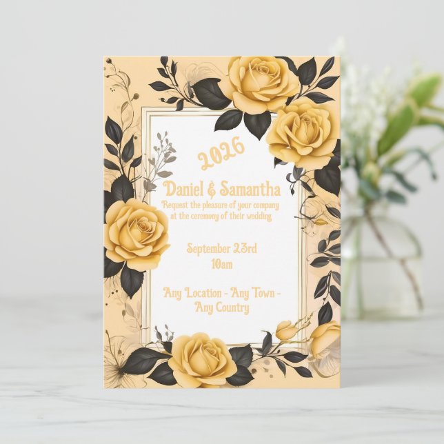 Faire-part de mariage Modèle Rose élégant (Debout devant)