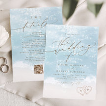 Faire-part de mariage Modern Script Sand Hearts Be