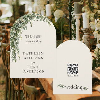 Faire-part de mariage moderne à arche en crème et