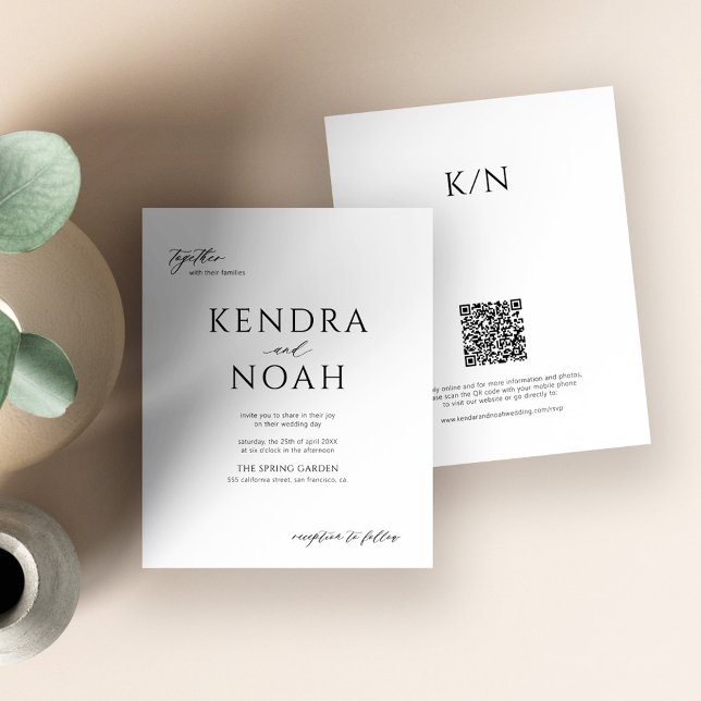 Faire-part de mariage moderne à budget noir et bla (Créateur téléchargé)