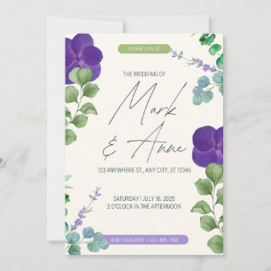 Faire-part de mariage moderne à la fleur d'eucalyp