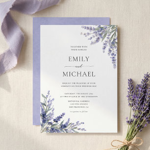 Faire-part de mariage moderne à la lavande florale