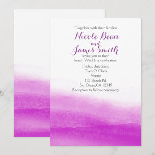 Faire-part de mariage moderne aquarelle fuchsia