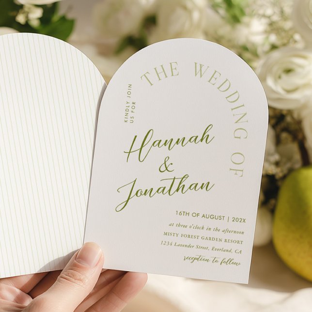 Faire-part de mariage moderne Arch Green Stripe (Créateur téléchargé)