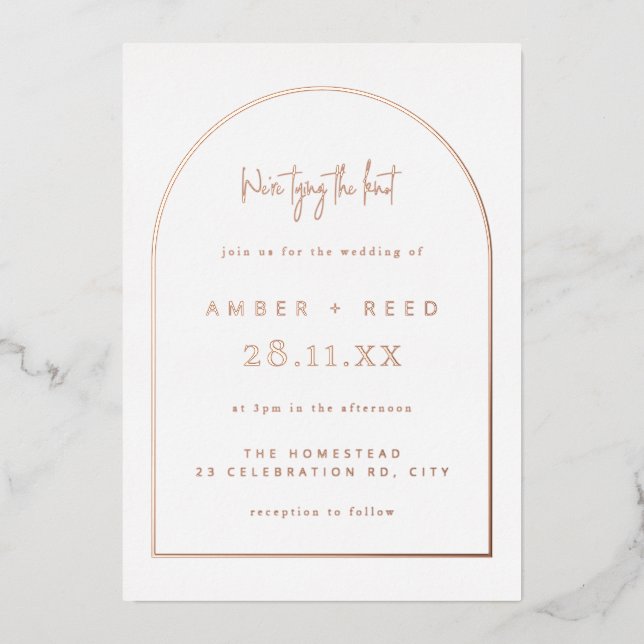 Faire-part de mariage Moderne Arch Rose Gold Foil  (Recto)