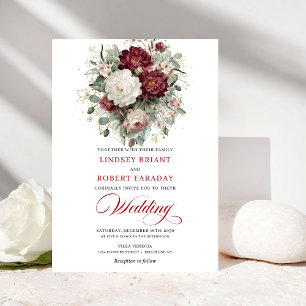 Faire-part de mariage moderne aux fleurs blanches