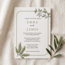 Faire-Part de Mariage Moderne aux Oliviers Verts 