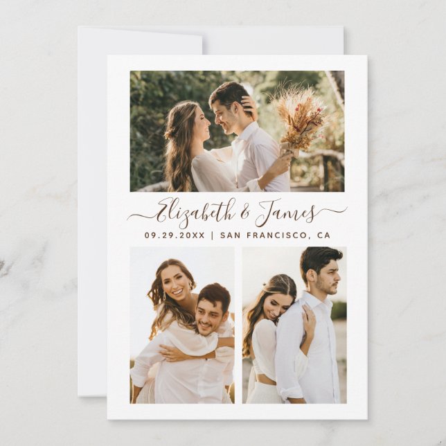 Faire-part de mariage moderne avec 3 photos pour S (Devant)