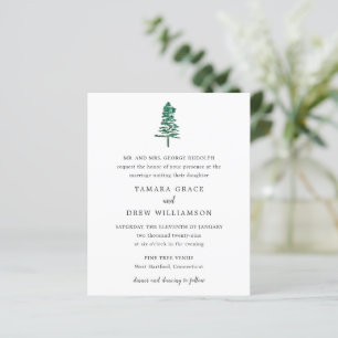 Faire-part de mariage moderne avec arbre de pin ru
