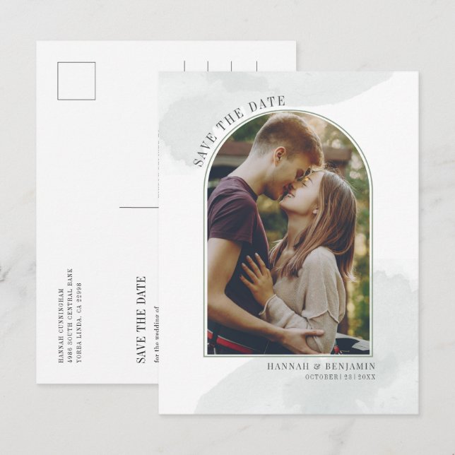 Faire-part de mariage moderne avec arche et photo  (Devant / Derrière)