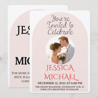 Faire-Part de Mariage Moderne avec Arche Rose et C