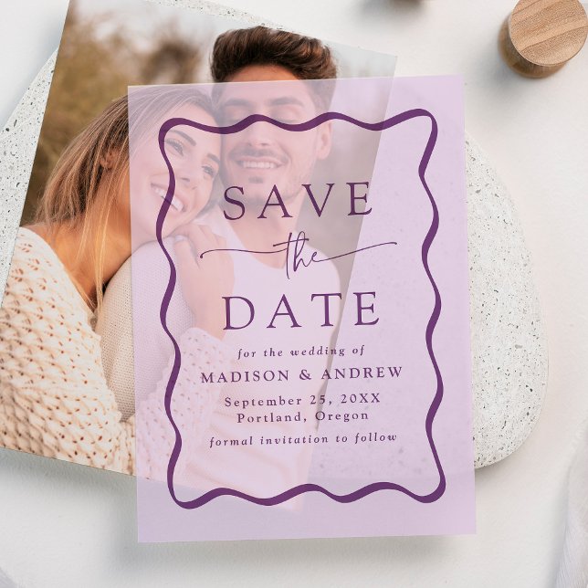 Faire-part de mariage moderne avec cadre ondulé vi (Créateur téléchargé)