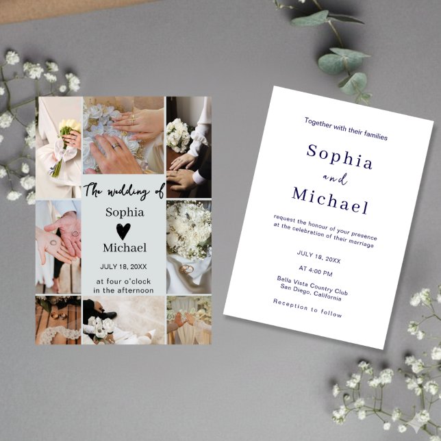 Faire-part de mariage moderne avec collage de phot (Créateur téléchargé)