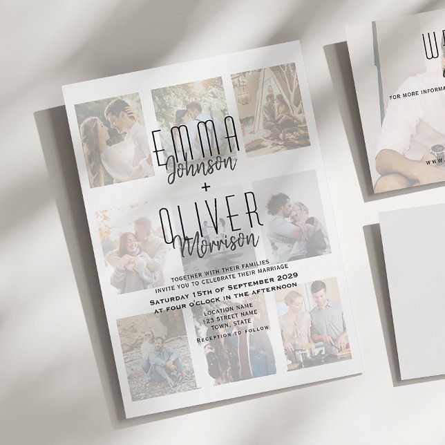 Faire-part de mariage moderne avec collage de phot (Créateur téléchargé)