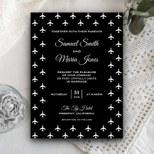 Faire-part de mariage moderne avec des avions en n